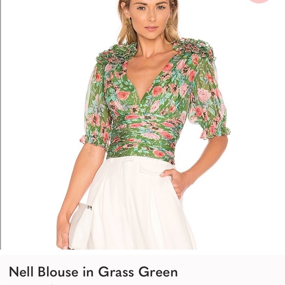AMUR Tops - Nell Blouse in Grass Green